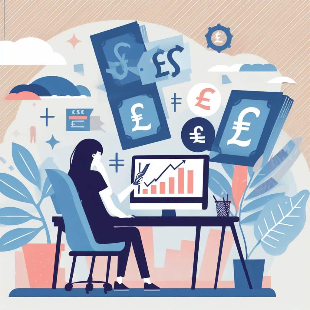 Woman making money in pounds